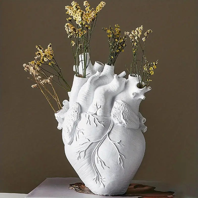 Variant image for Herzförmige Blumenvase aus Keramik – 30 cm hoch in Rot, Schwarz, Weiß und Gold für romantische Akzente-3
