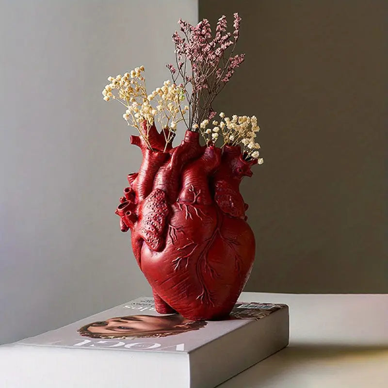 Variant image for Herzförmige Blumenvase aus Keramik – 30 cm hoch in Rot, Schwarz, Weiß und Gold für romantische Akzente-1
