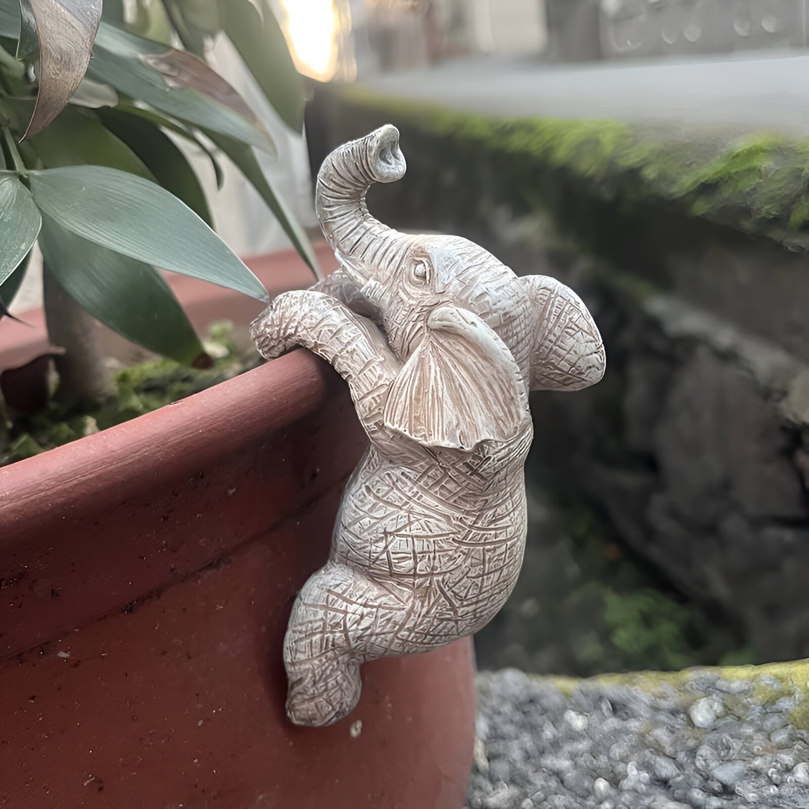 Hängender Elefant Blumentopf aus Kunstharz – Dekorative Pflanzenschale für Innen und Außen, Mehrfarbig-4